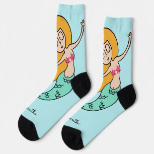 Calcetines Funny Nombre personalizado de Mermaid