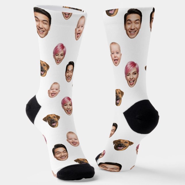 Calcetines Funny Personalizado 4 rostros con gato de perro -  (Angular)