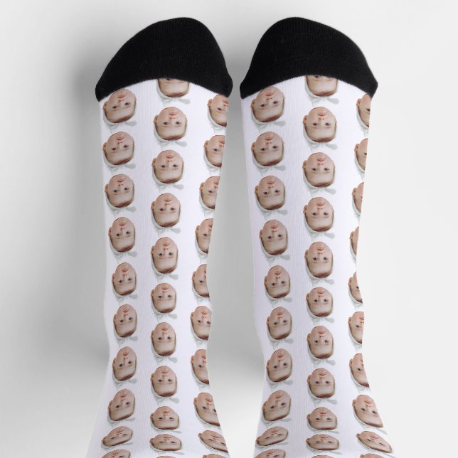 Calcetines Funny Personalizado Face Photo Face Patrón Repetid (Arriba)