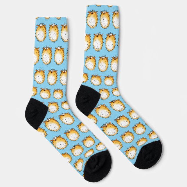 Calcetines Funny Personalizado Puffer Fish Design (Derecha)