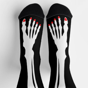 Calcetines Funny Red nail Skeleton leg Halloween Party