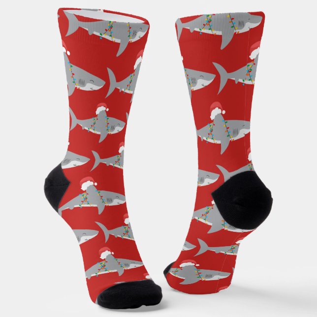 Calcetines Funny Red Santa Shark Navidades (Angular)