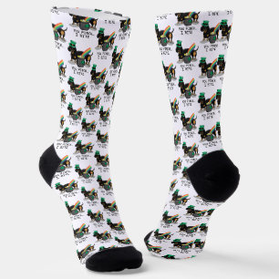 Calcetines Funny St. Patrick's Day Dachshund (negro y broncea