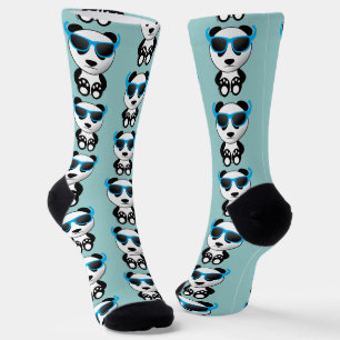 Calcetines Gafas de sol azules con patrón de oso panda lindo 