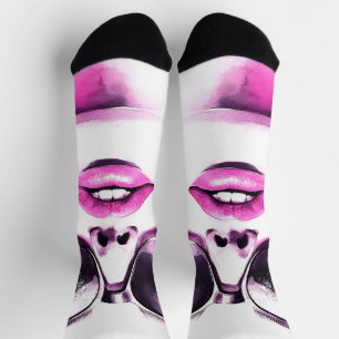 Calcetines Gafas de sol de mujer de moda de acuarela rosa chi