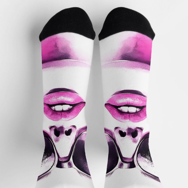 Calcetines Gafas de sol de mujer de moda de acuarela rosa chi (Arriba)