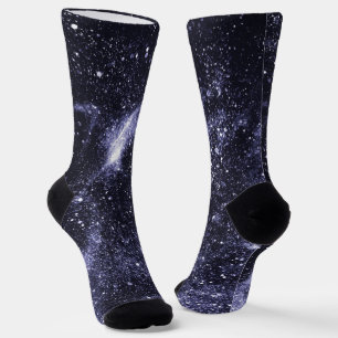 Calcetines Galaxia abstracta púrpura violeta peri negra