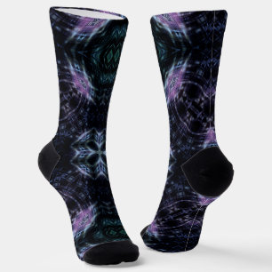 Calcetines Galaxia neón Mandala con brillo futurista
