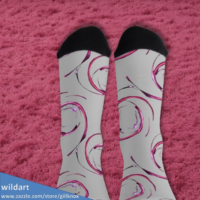 Calcetines Galaxia rosa caliente en gris suave (Subido por el creador)