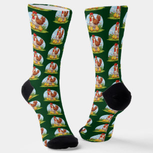 Calcetines gallina madre y pollitos amarillos pequeños