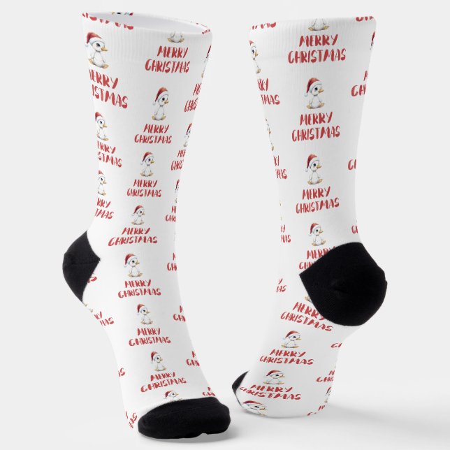 Calcetines Ganso Pato de Navidad en Acuarela Festiva (Angular)