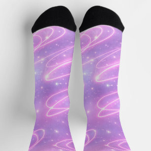 Calcetines Garabatos de neón rosa eléctrico arte de IA