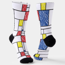 Calcetines Garabatos minimalistas de Mondrian De Stijl Arte m