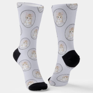 Calcetines Gatito Atigrado Naranja Pintura Arte Original Lind