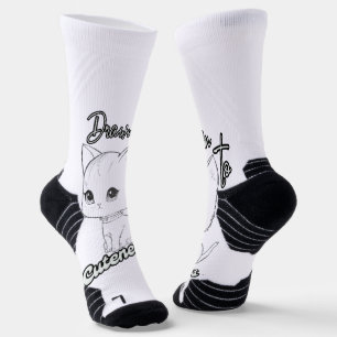 Calcetines Gatito de arte de la línea negra con cuello