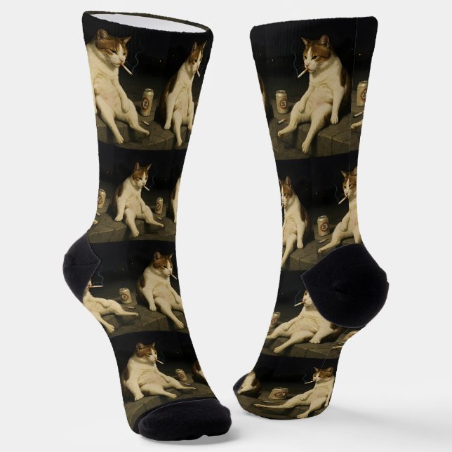 Calcetines Gatito Fumando Meme Divertido de Gato de la Genera (Angular)