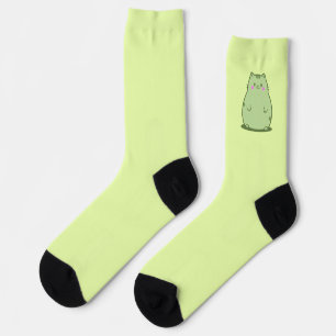 Calcetines Gatito Verde Matcha Regordete