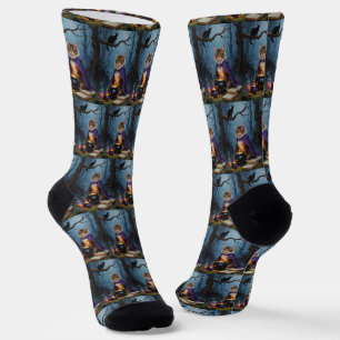 Calcetines Gato abisinio Pintura caprichosa de Halloween 