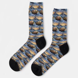 Calcetines Gato Angora Turco Navidad Barco Fiesta