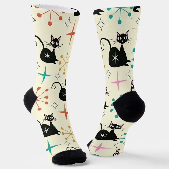 Calcetines Gato atómico de mediados de siglo con estallidos d (Angular)
