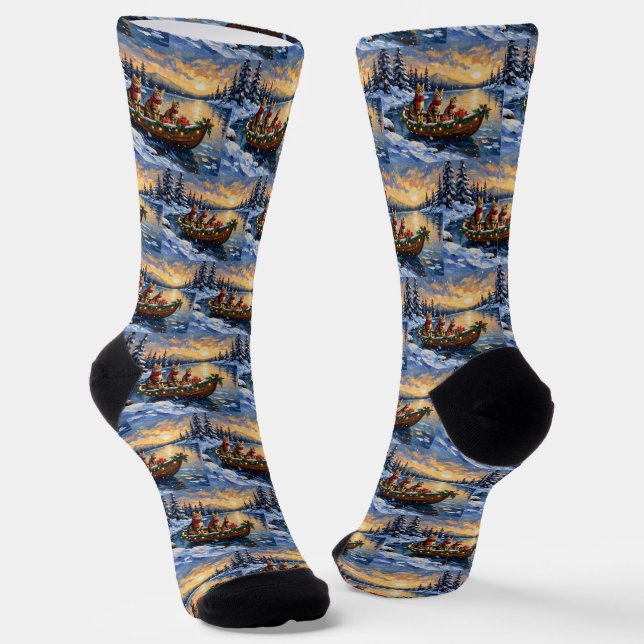 Calcetines Gato Bengal Navidad Barco Fiesta (Angular)