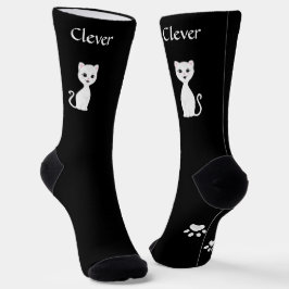Calcetines Gato blanco divertido y lindo & patas en negro
