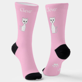 Calcetines Gato blanco divertido y lindo & patas sobre rosa c