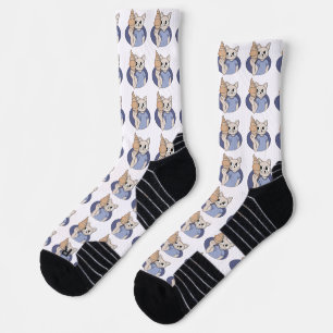 Calcetines Gato Croissant Divertido