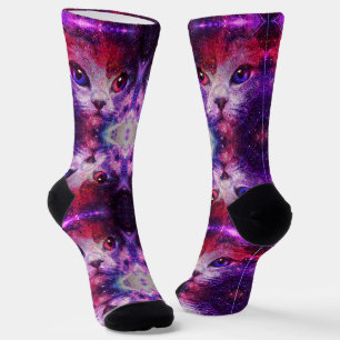 Calcetines Gato de galaxia púrpura