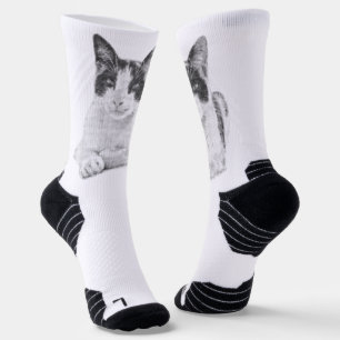 Calcetines Gato de Tres Colores en Trama de Mediotono
