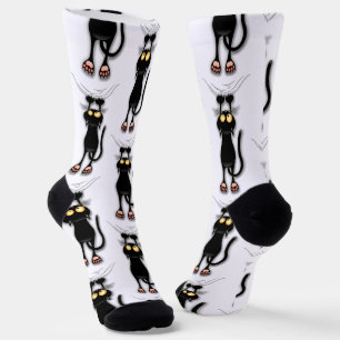 Calcetines Gato divertido personaje rascando tela