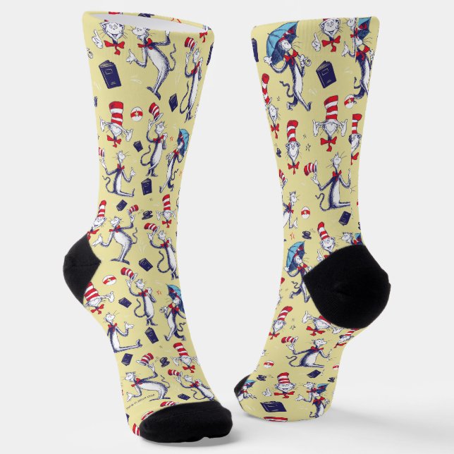 Calcetines Gato en el sombrero | Patrón Amarillo (Angular)