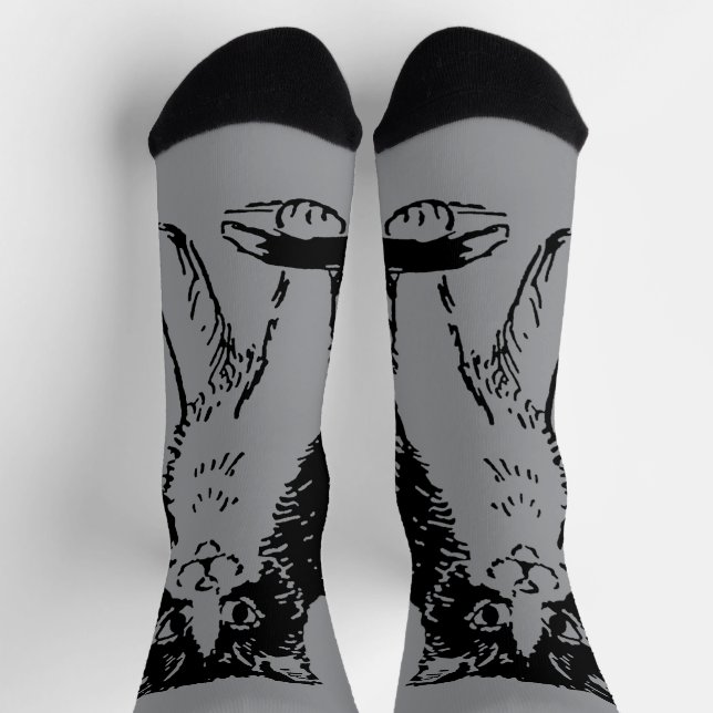 Calcetines Gato Kitty en Bella Artes gris (Arriba)
