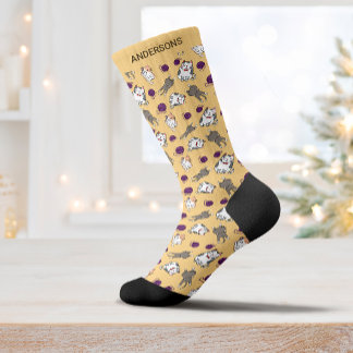 Calcetines Gato lindo Guay zócalos amarillos hippie