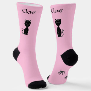 Calcetines Gato negro divertido y lindo & patas sobre rosa cl