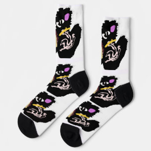 Calcetines Gato negro esponjoso Jack o Linterna divertido