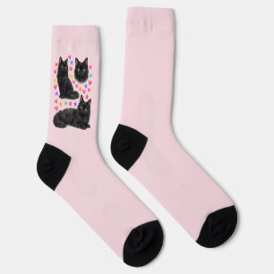 Calcetines gato negro mágico kawaii estrellas arcoíris mamá g