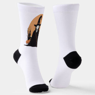 Calcetines Gato negro místico salem con calabazas