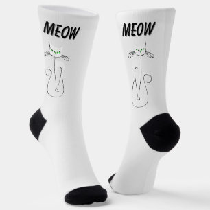 Calcetines Gato negro Slinky Miau Miau ojos verdes sobre plat