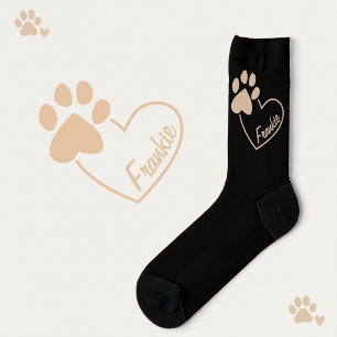 Calcetines Gato Paw En El Corazón Con Nombre Personalizado Ne