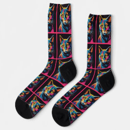Calcetines Gato Personalizado Retro Sci Fi