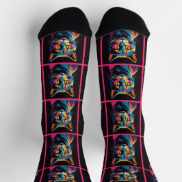 Calcetines Gato Personalizado Retro Sci Fi