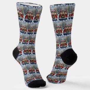 Calcetines Gato Siames Navidad Camión Rojo Fiesta