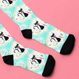 Calcetines Gato siamés retro de Navidad  