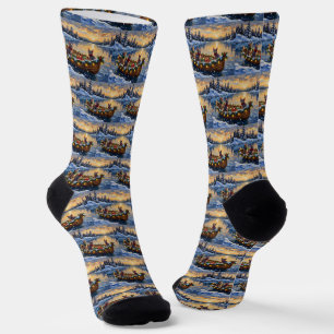 Calcetines Gato Sphynx Navidad Barco Fiesta