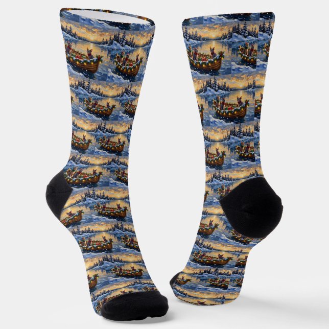 Calcetines Gato Sphynx Navidad Barco Fiesta (Angular)