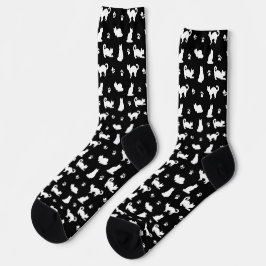 Calcetines Gatos blancos e impresiones sobre el patrón negro