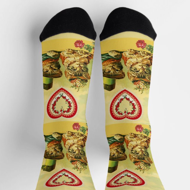 CALCETINES GATOS DIVERTIDOS DE SAN VALENTÍN DE MODA ANTIGUA,C (Arriba)