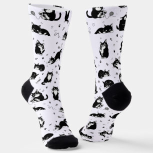 Calcetines Gatos divertidos en blanco y negro para amantes de