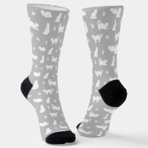Calcetines Gatos grises y patrón de huellas de patas